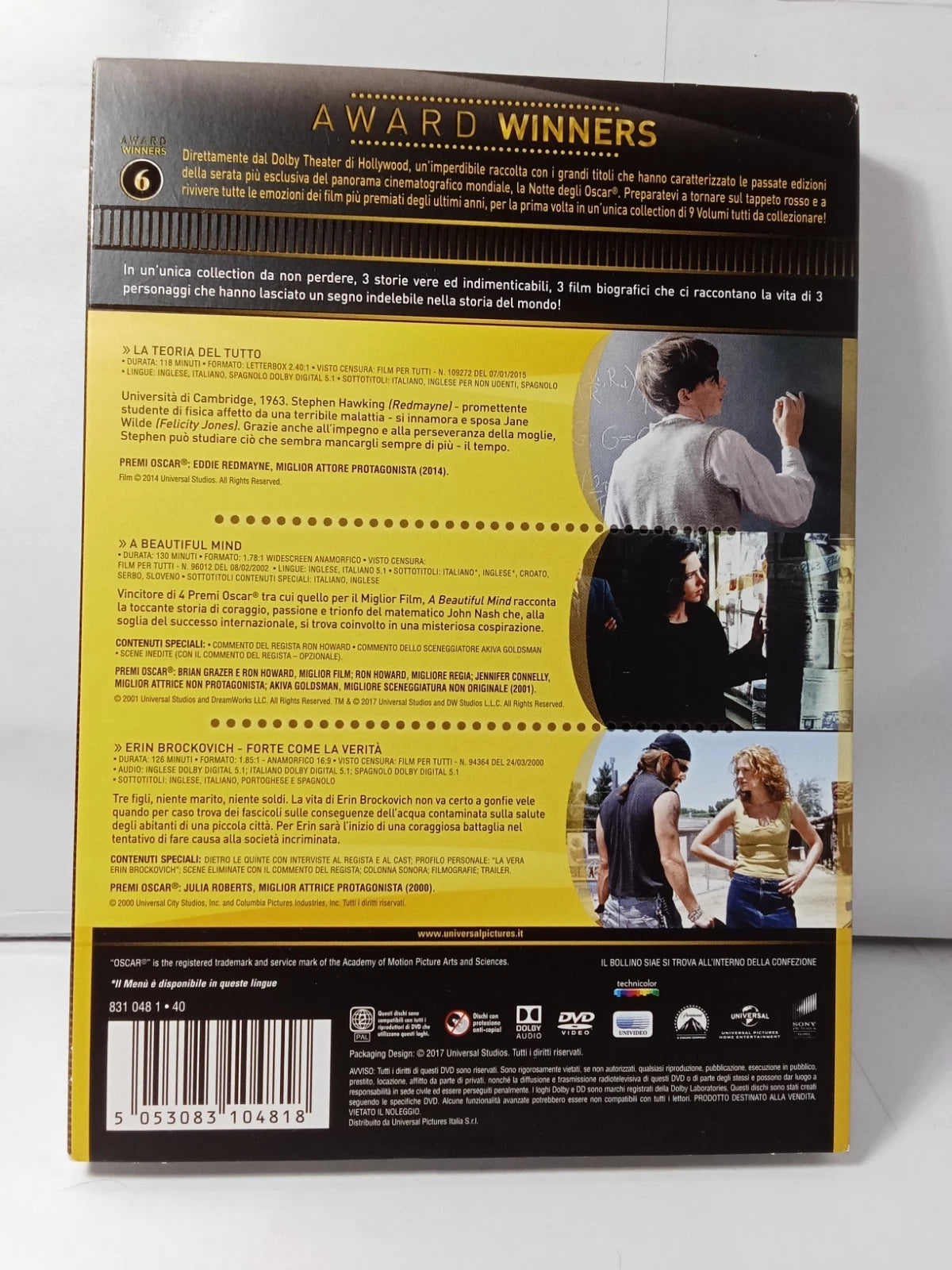 La Teoria Del Tutto / A Beautiful Mind / Erin Brockovich - Oscar Collection 3Dvd