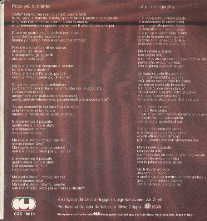 Poco Più Di Niente / La Prima Sigaretta