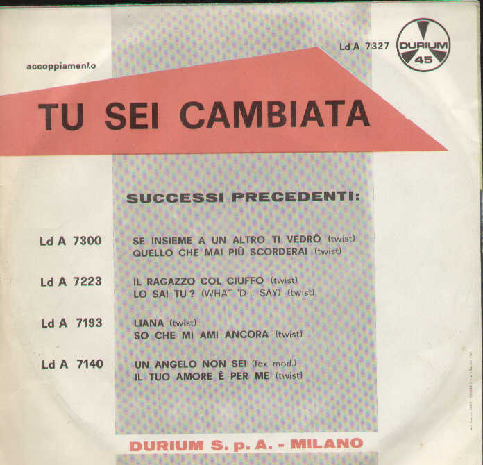 T'amo E T'amerò / Tu Sei Cambiata