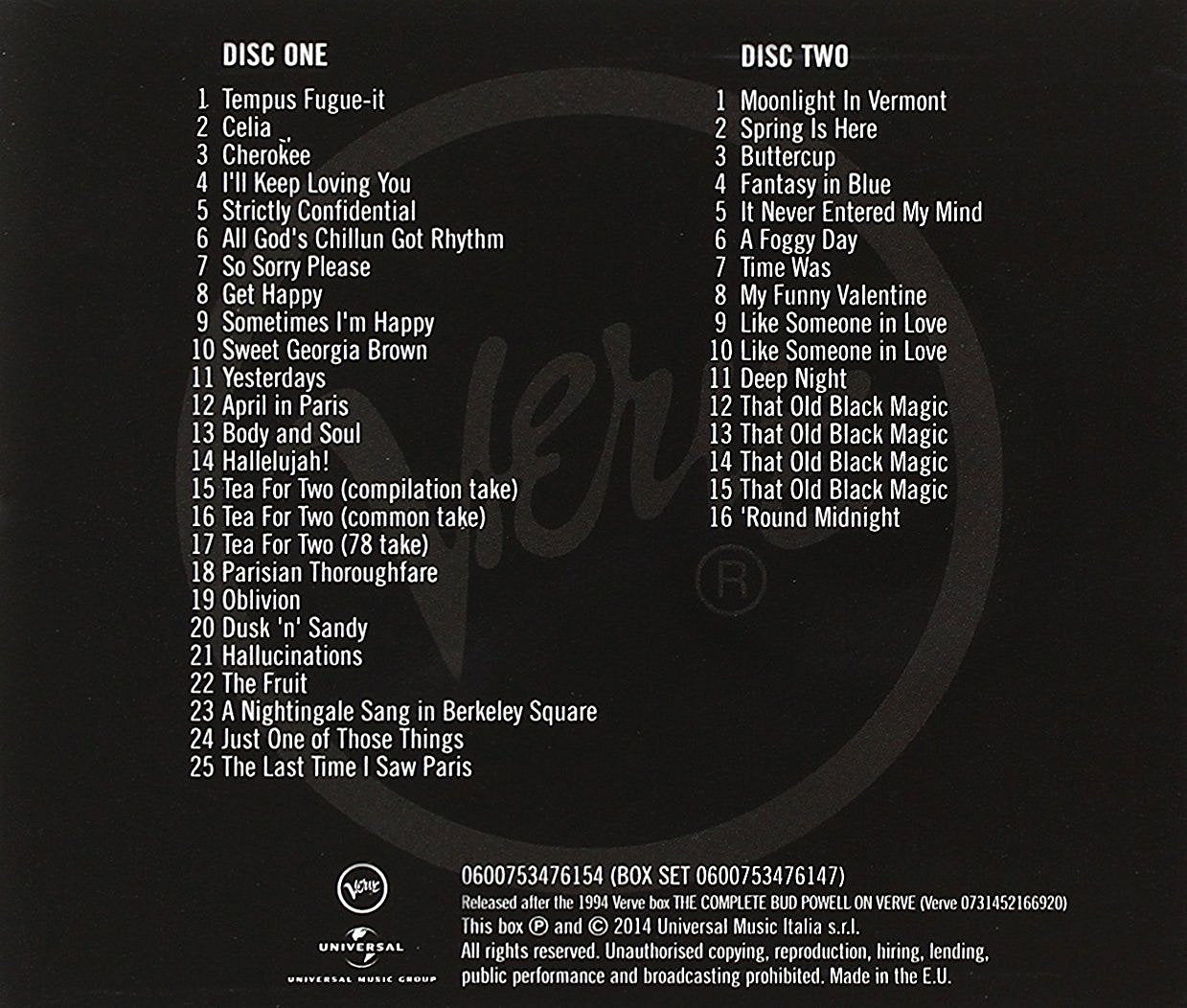 The Complete Bud Powell On Verve