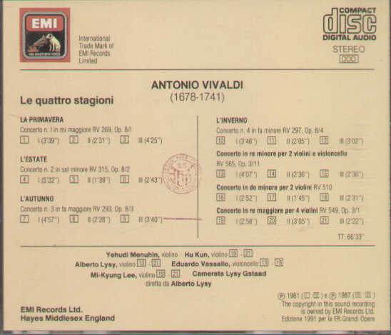 Le Quattro Stagioni - Tre Concerti
