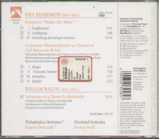 Hindemith / Walton - Orchestral Works
