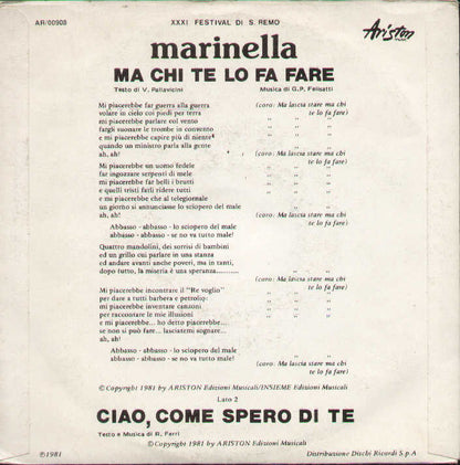 Ma Chi Te Lo Fa Fare / Ciao Come Spero Di Te