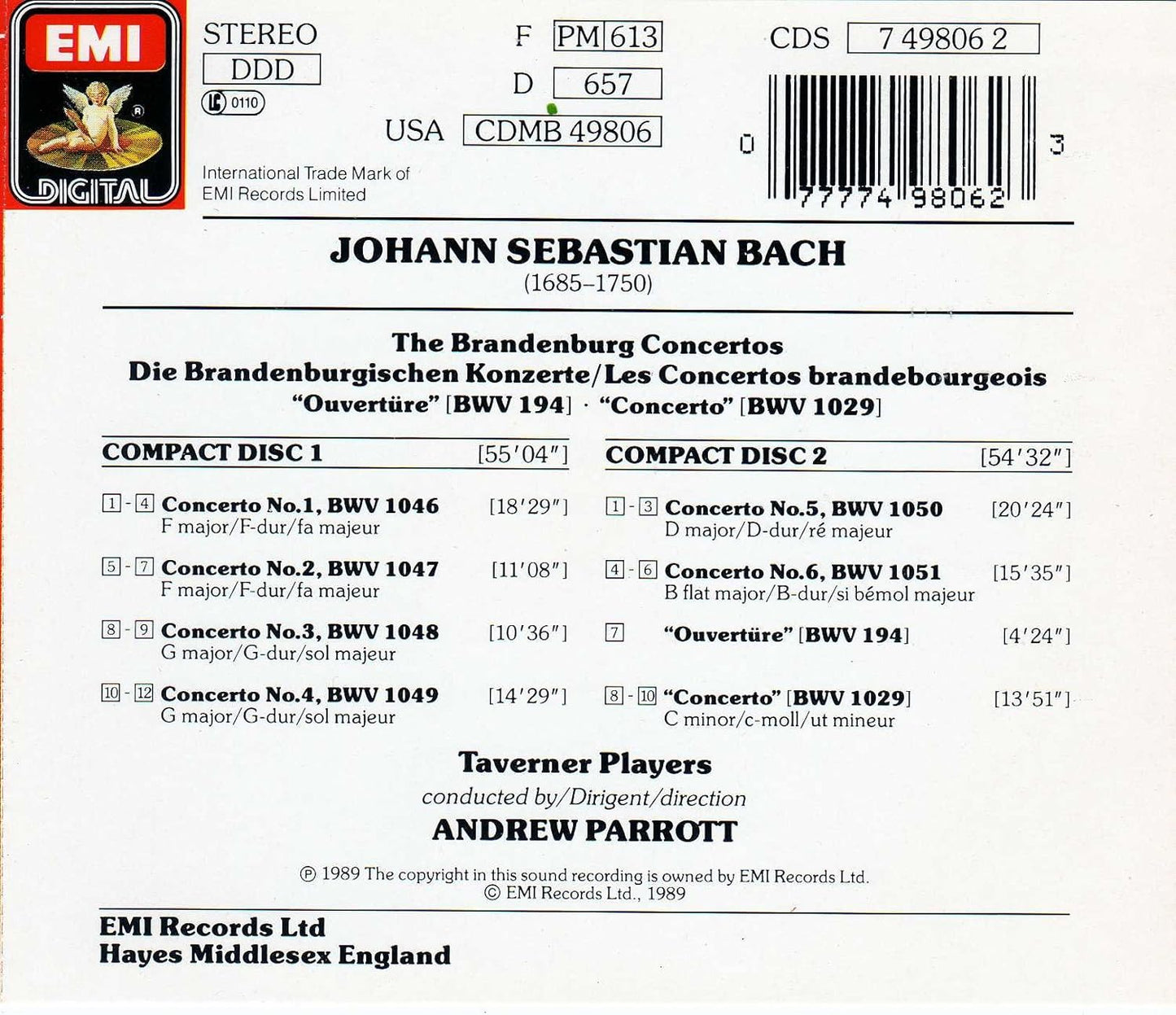 Die Brandenburgischen Konzerte / The Brandenburg Concertos / Les Concertos Brandenbourgeois