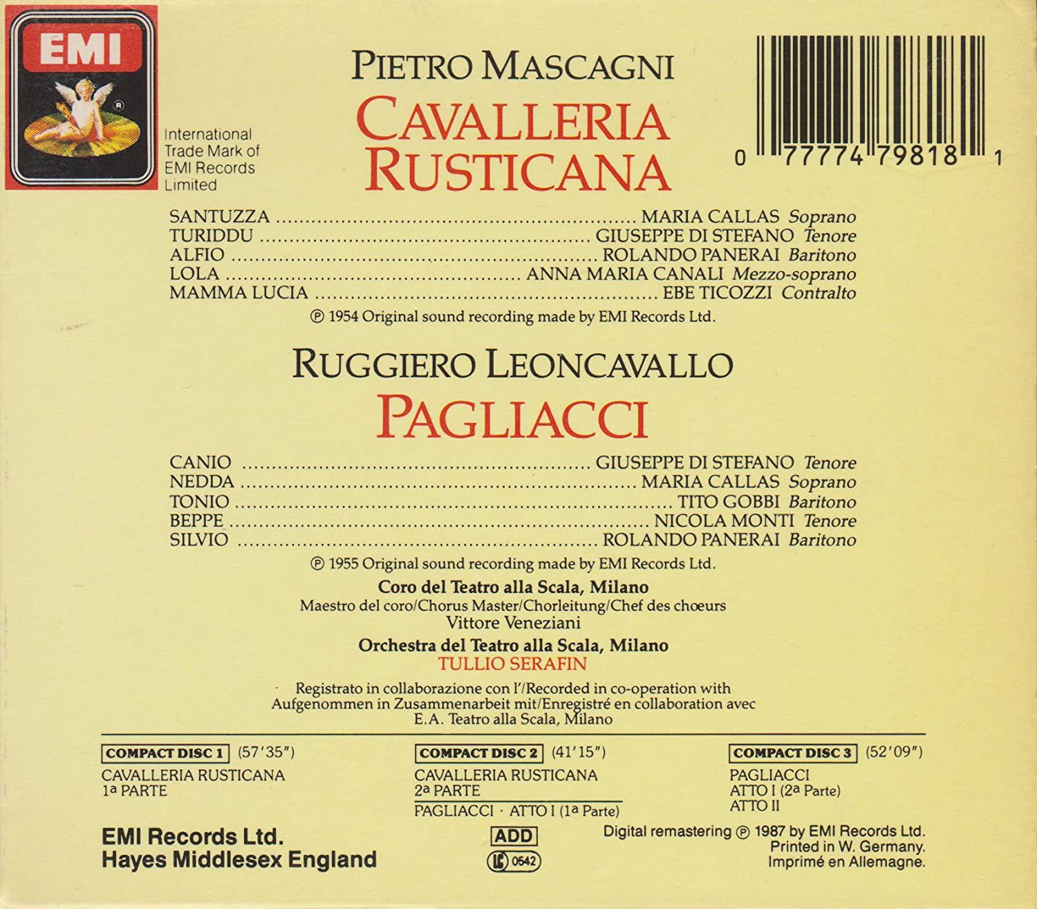 Cavalleria Rusticana / Pagliacci BOXSET 3CD