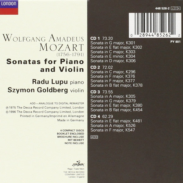 Sonatas For Piano And Violin