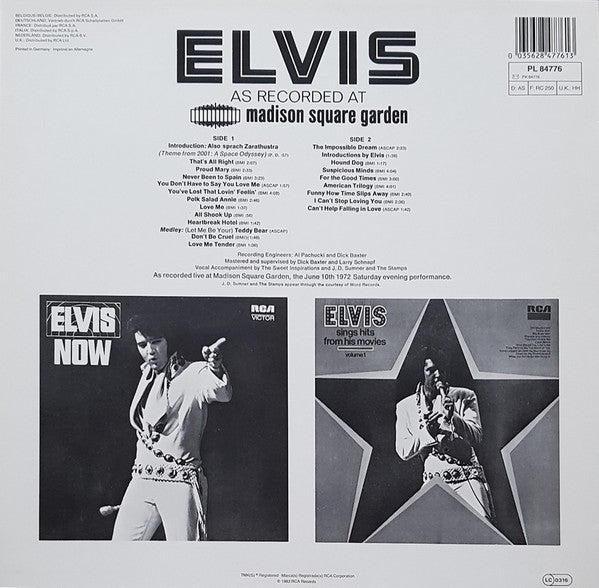 Elvis As Recorded At Madison Square Garden