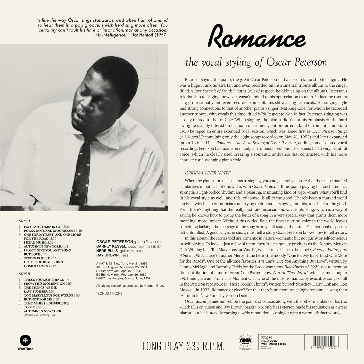 Romance - The Vocal Styling Of Oscar Peterson Centennial Edition
