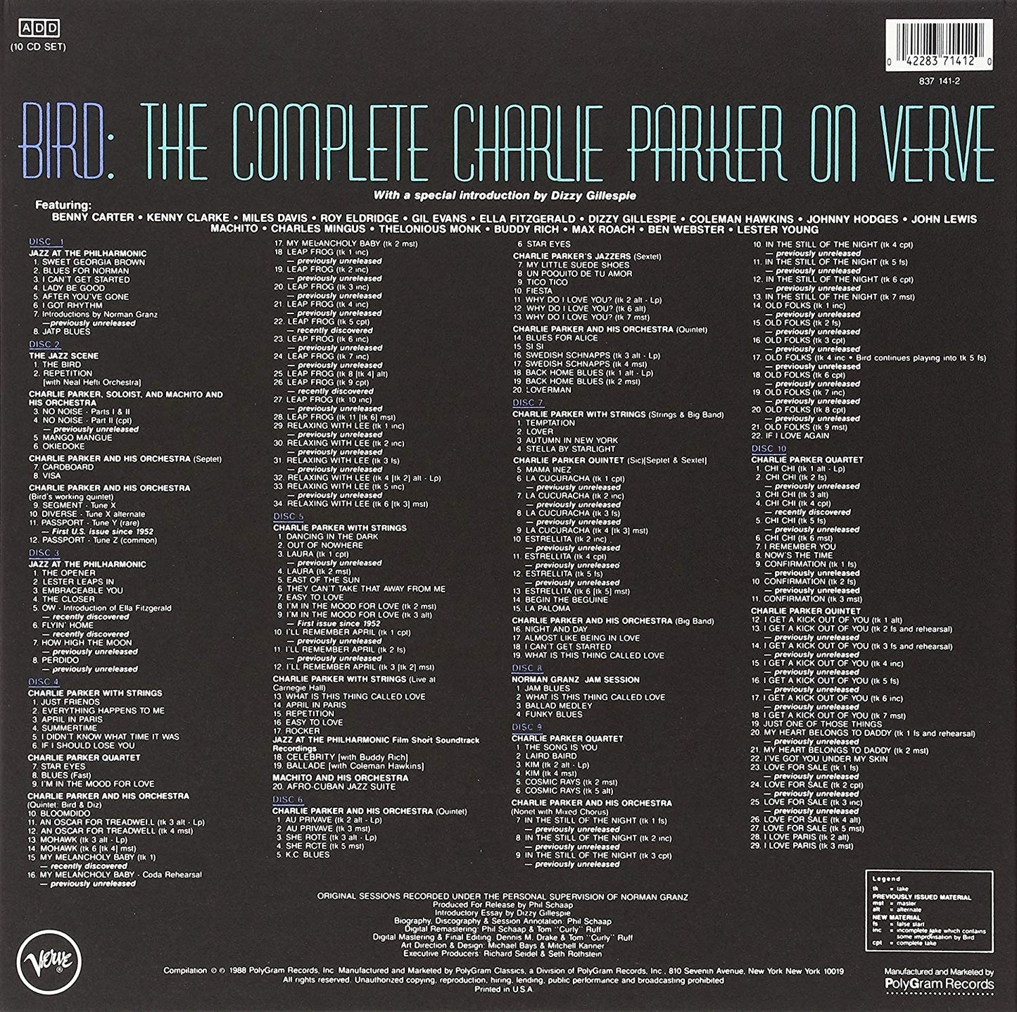 Bird The Complete Charlie Parker On Verve Boxset