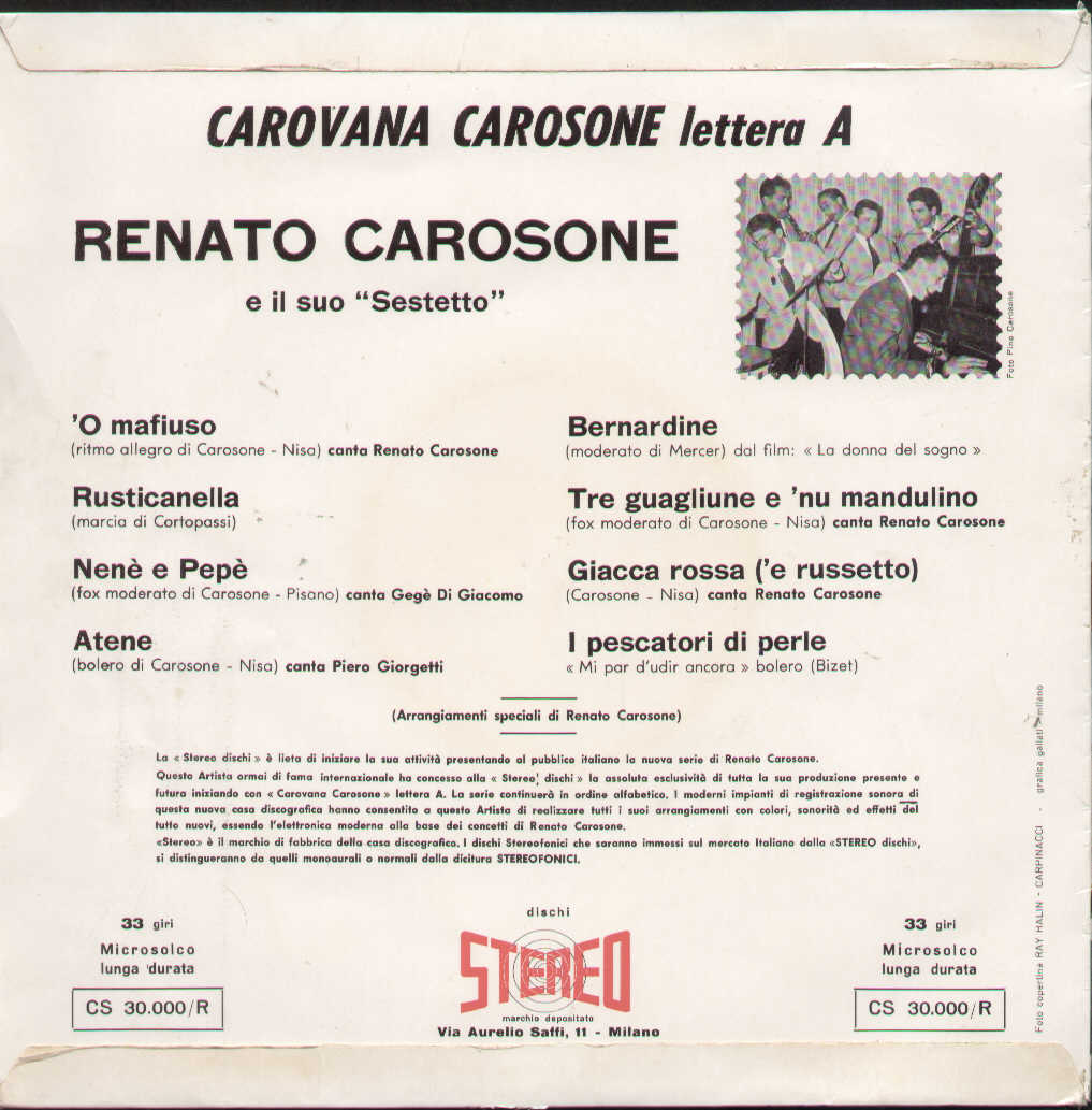Carovana Carosone Lettera A