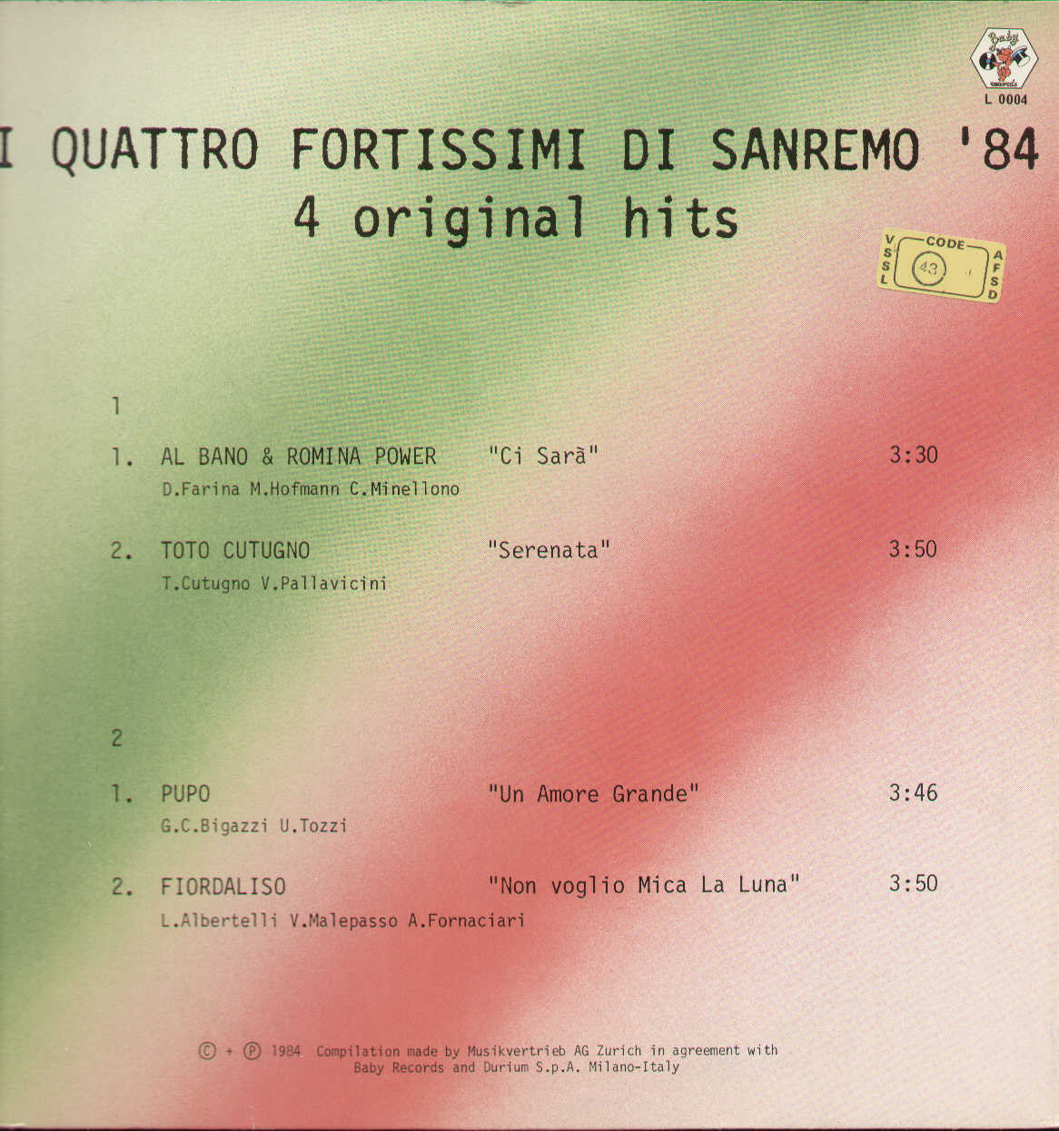 I Quattro Fortissimi Di Sanremo 84