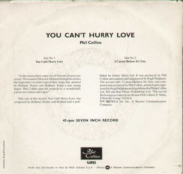You Can't Hurry Love / I Cannot Believe It's True