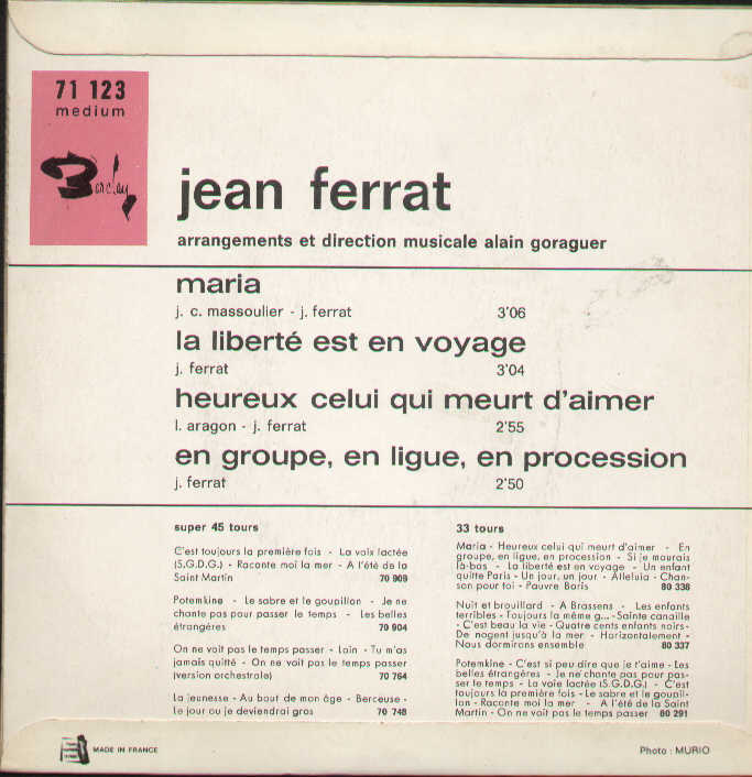 Maria / La Liberté Est En Voyage / Heureux Celui ..