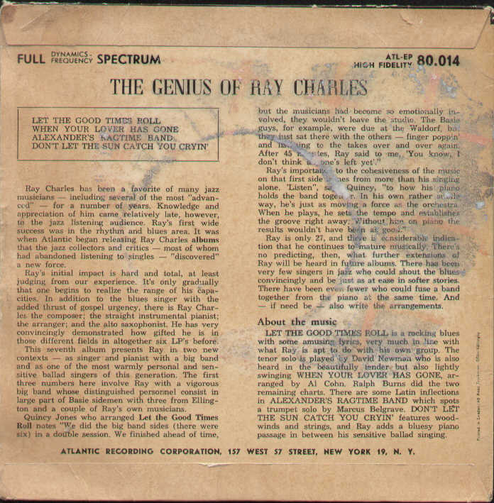 The Genius Of Ray Charles Ep