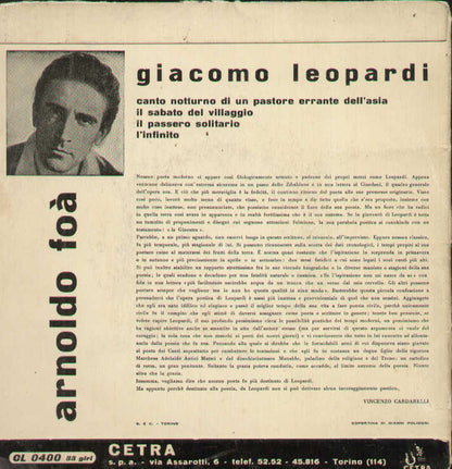 Leopardi Detto Da Arnoldo Foa