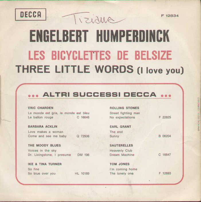 Les Bicyclettes De Belsize / Three Little Words I Love You