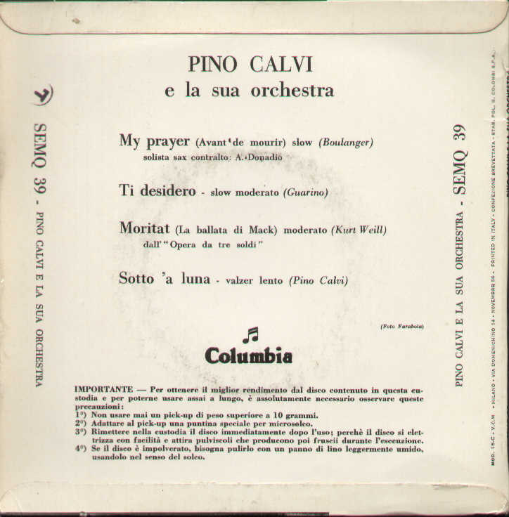 My Player / Ti Desidero / Moritat /Sotto A Luna