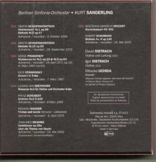 Kurt Sanderling Berliner Sinfonie Orchester