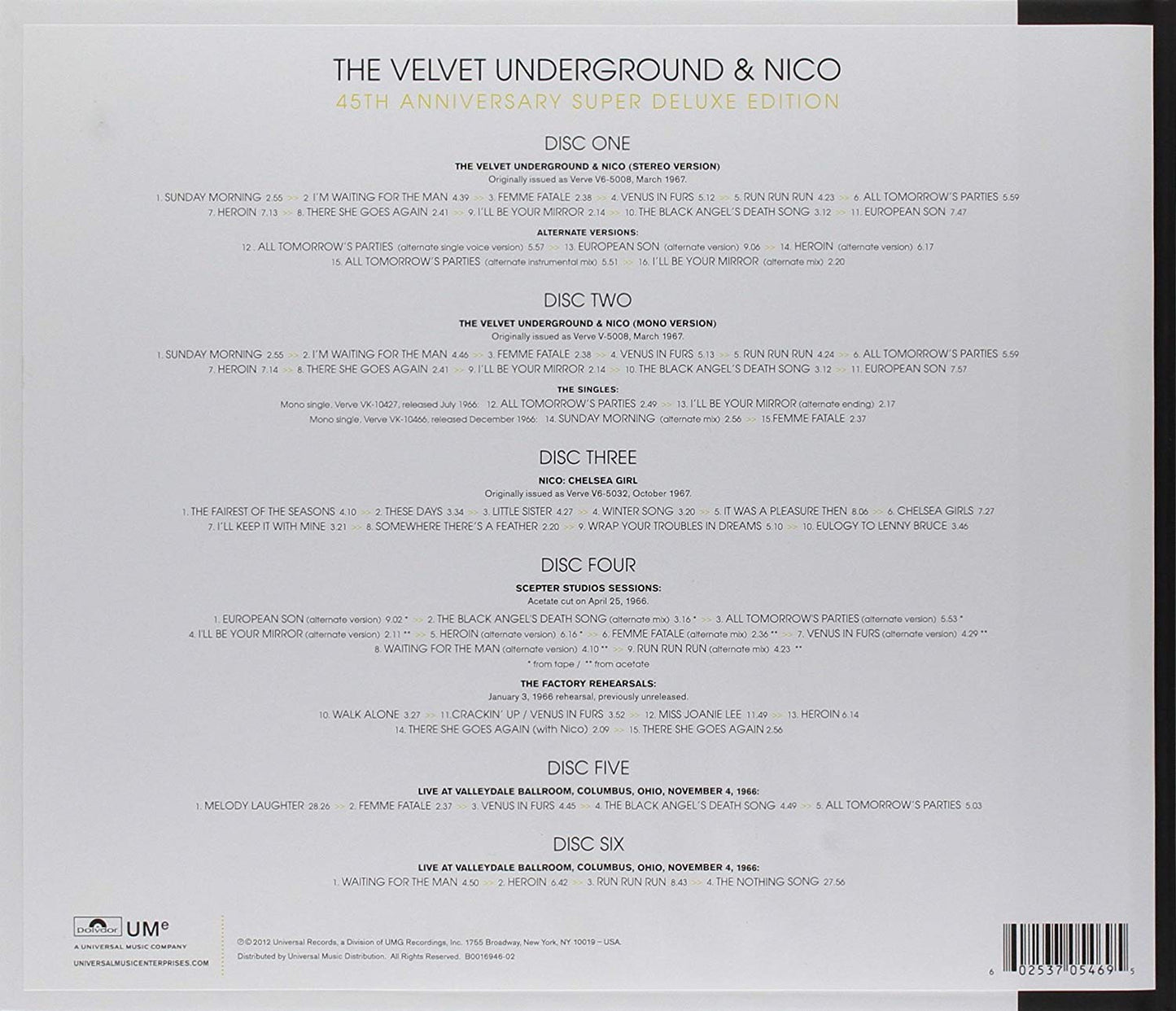 The Velvet Underground & Nico 45Th Anniversary Super Deluxe