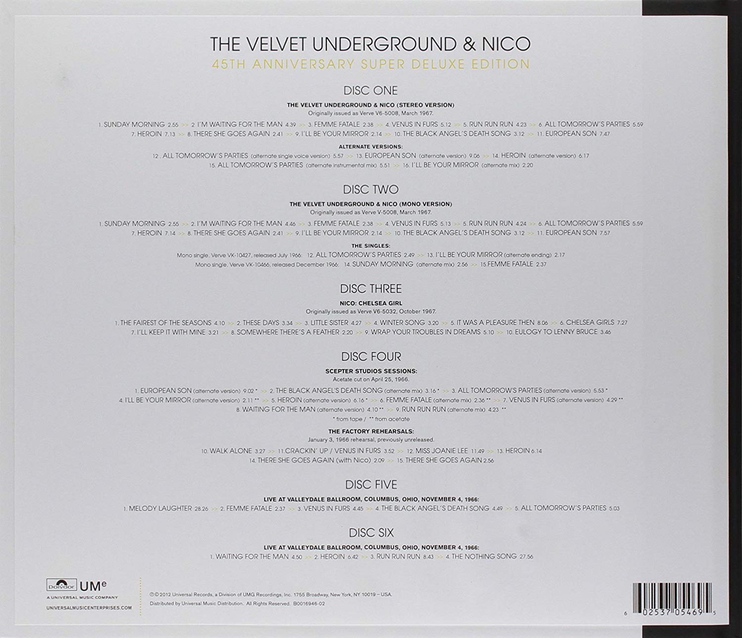 The Velvet Underground & Nico 45Th Anniversary Super Deluxe
