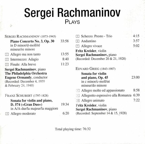 Klavierkonzert No.3 /Sonatea / Violin
