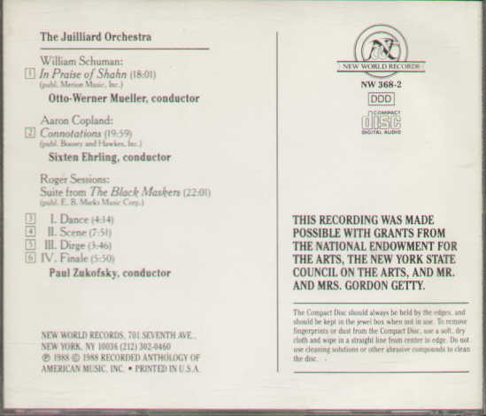 In Praise Of Shahn · Connotations · Black Maskers Suite