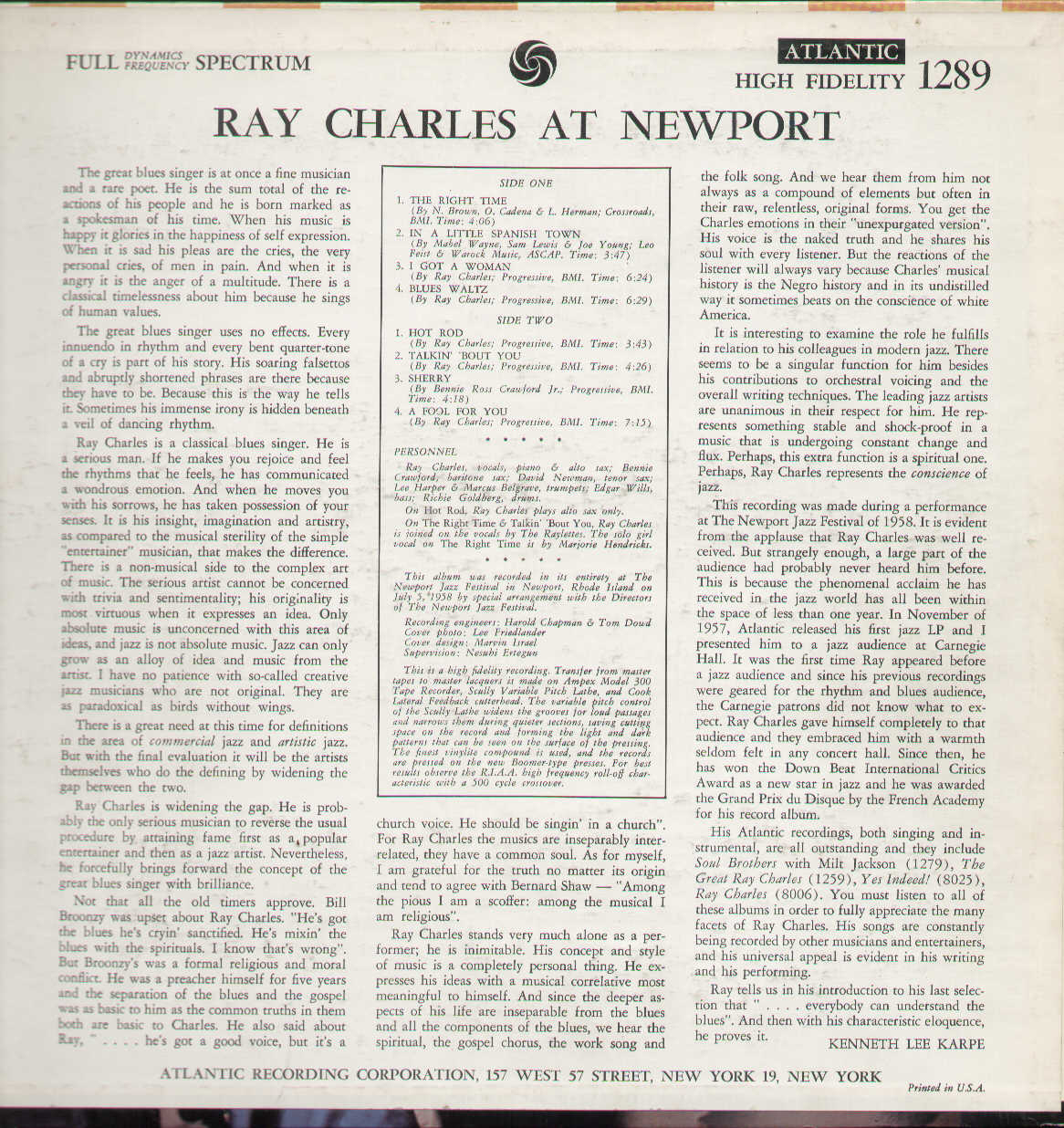 Ray Charles At Newport