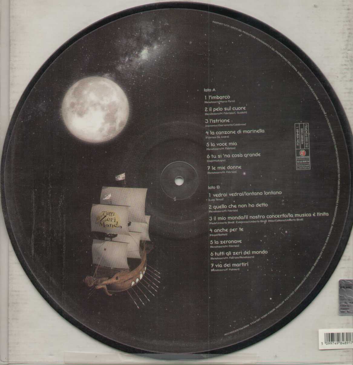 Tutti Gli Zeri Del Mondo Picture Disc Limited Edition