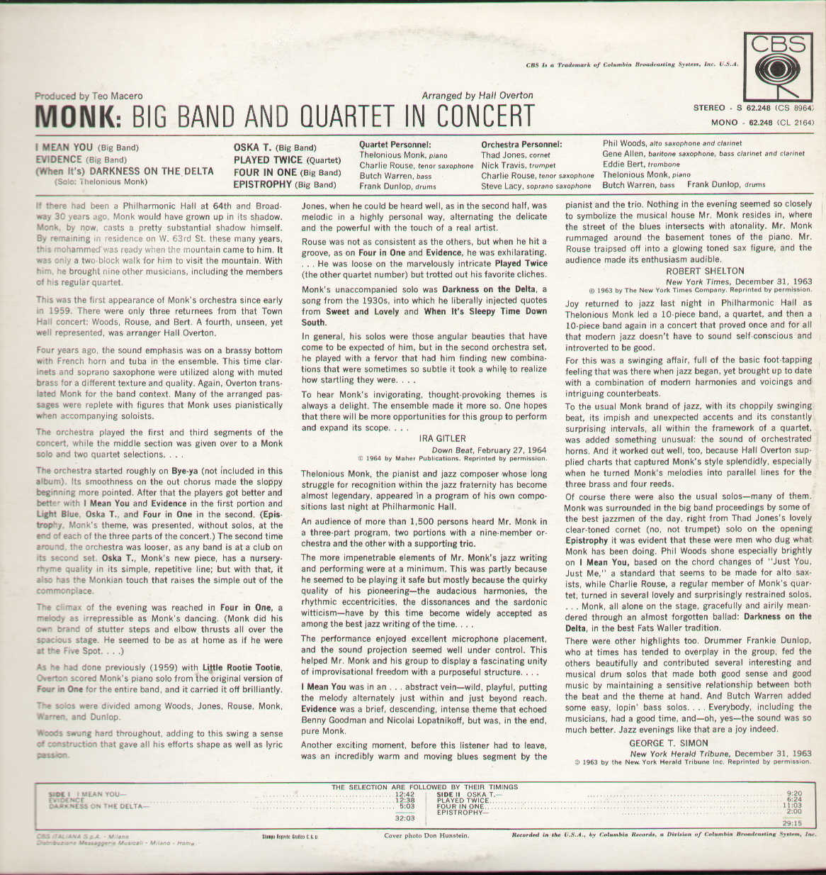 Big Band And Quartet In Concert