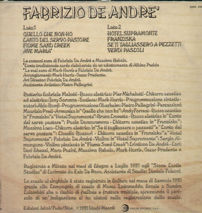 Fabrizio De Andrè Cat. Smrl6281