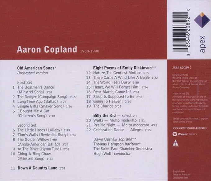 Old American Songs 12 Poems Of Emily Dickinson Billie The Kid
