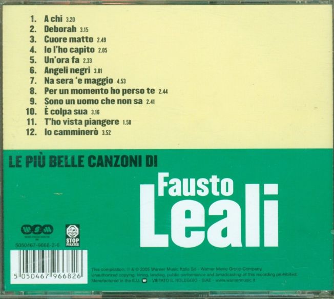 Le Piu' Belle Canzoni Di Fausto Leali
